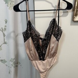 Missguided Black and Cream Lace Bodysuit